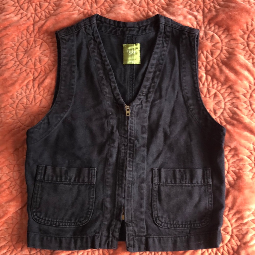 Pulp Black Denim Motorcycle Vest Size-S
